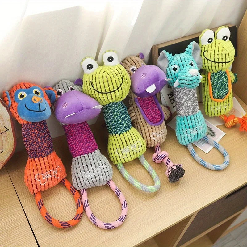Corduroy Squeaky Animal Dog Toy