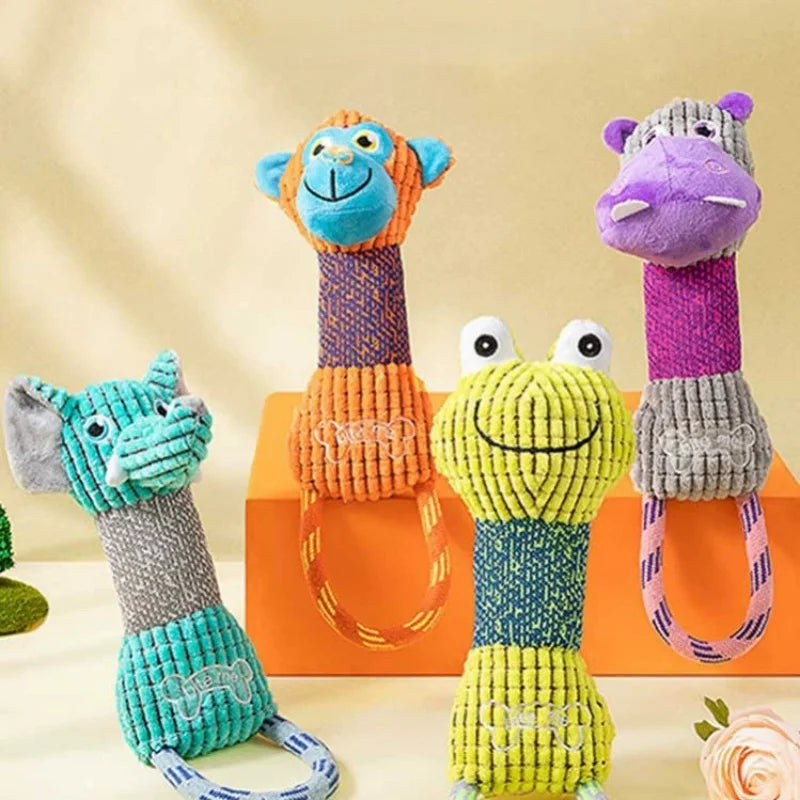 Corduroy Squeaky Animal Dog Toy