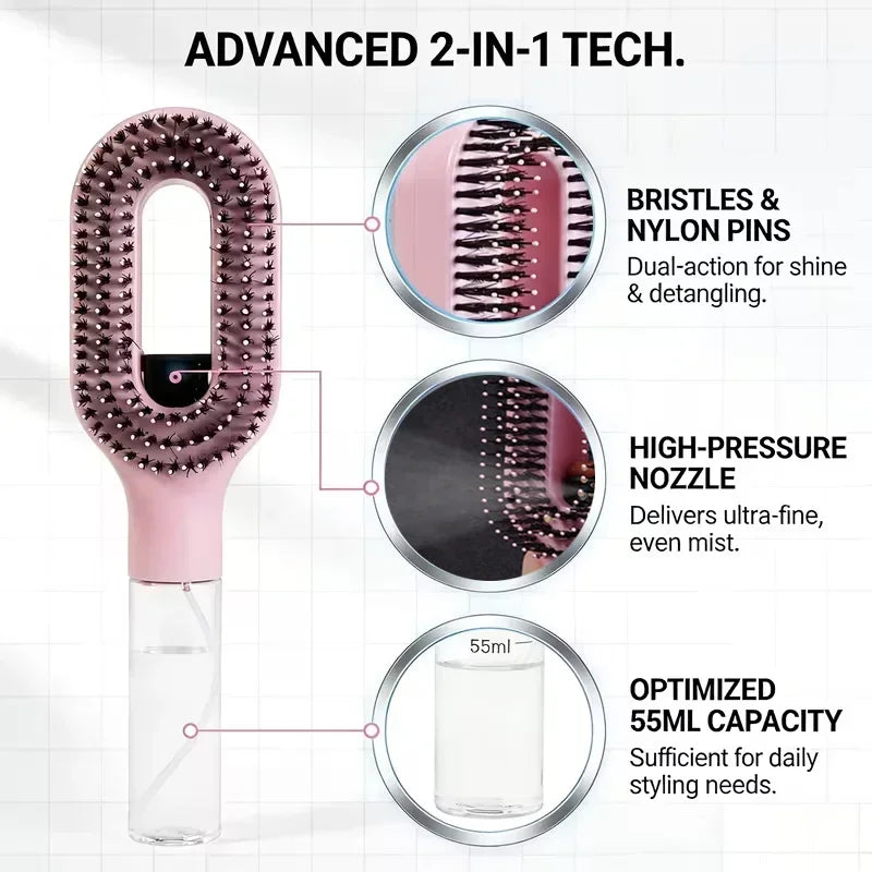 2-in-1 Spray & Detangle Grooming Brush