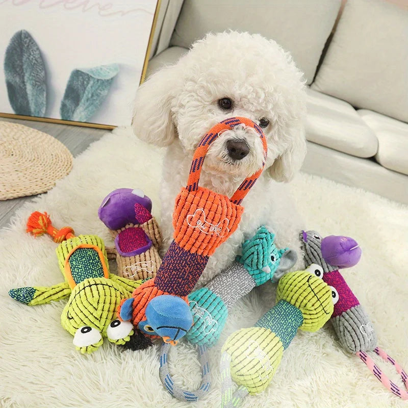 Corduroy Squeaky Animal Dog Toy