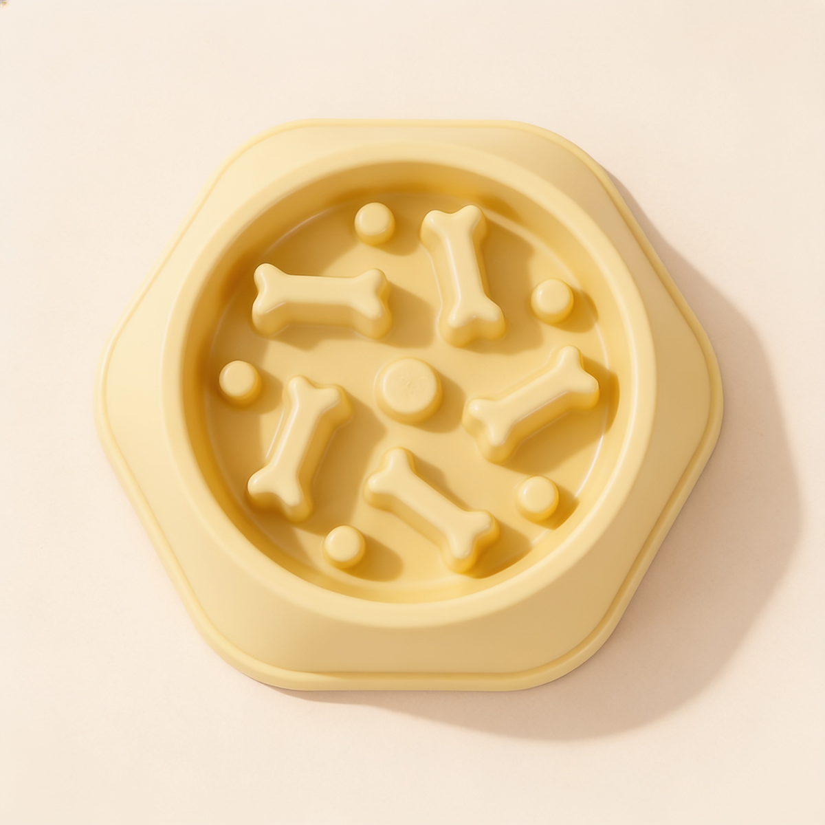 Safe-Pace slow feeder bowl in pale butter yellow