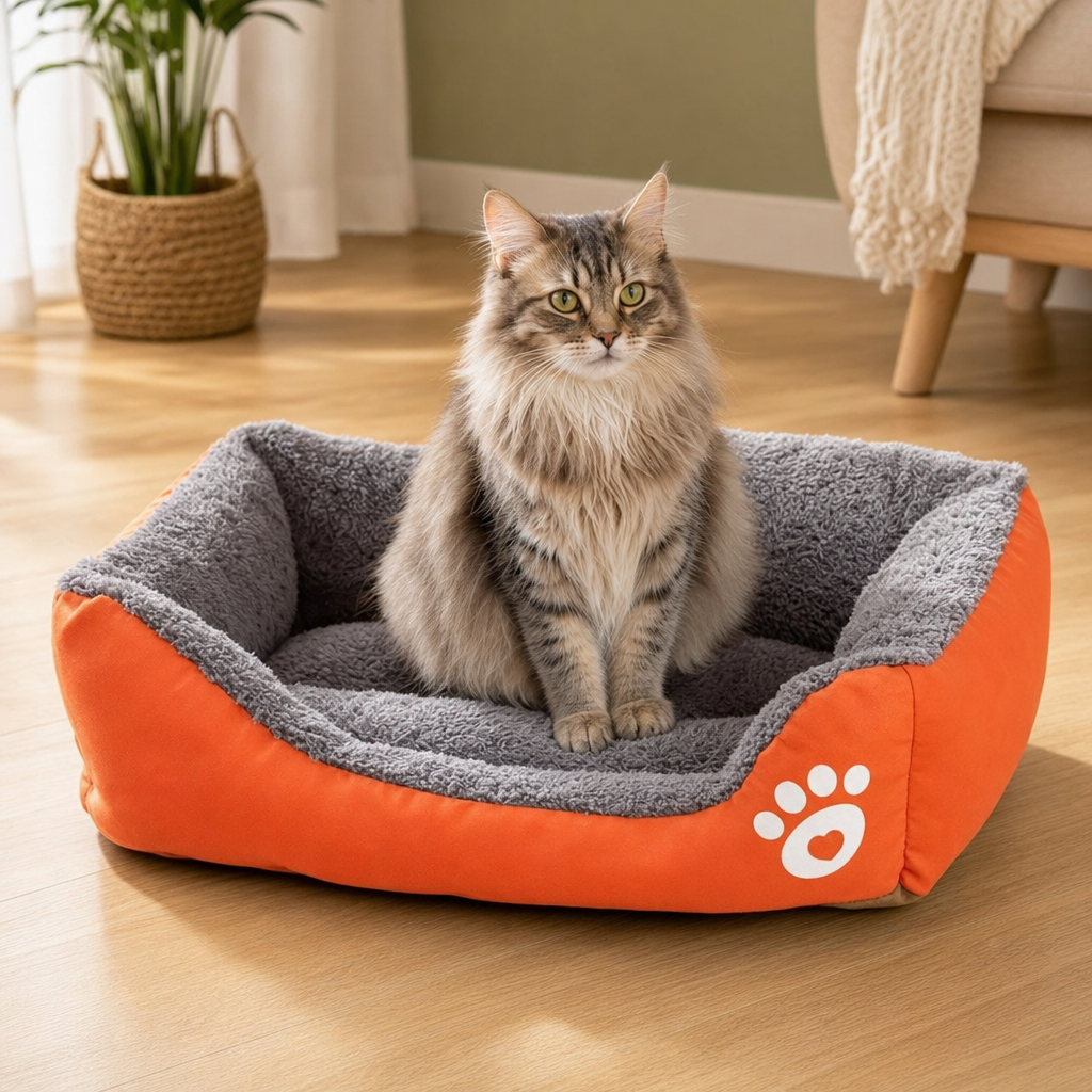 Calm Cocoon Pet Bed with a cat resting inside