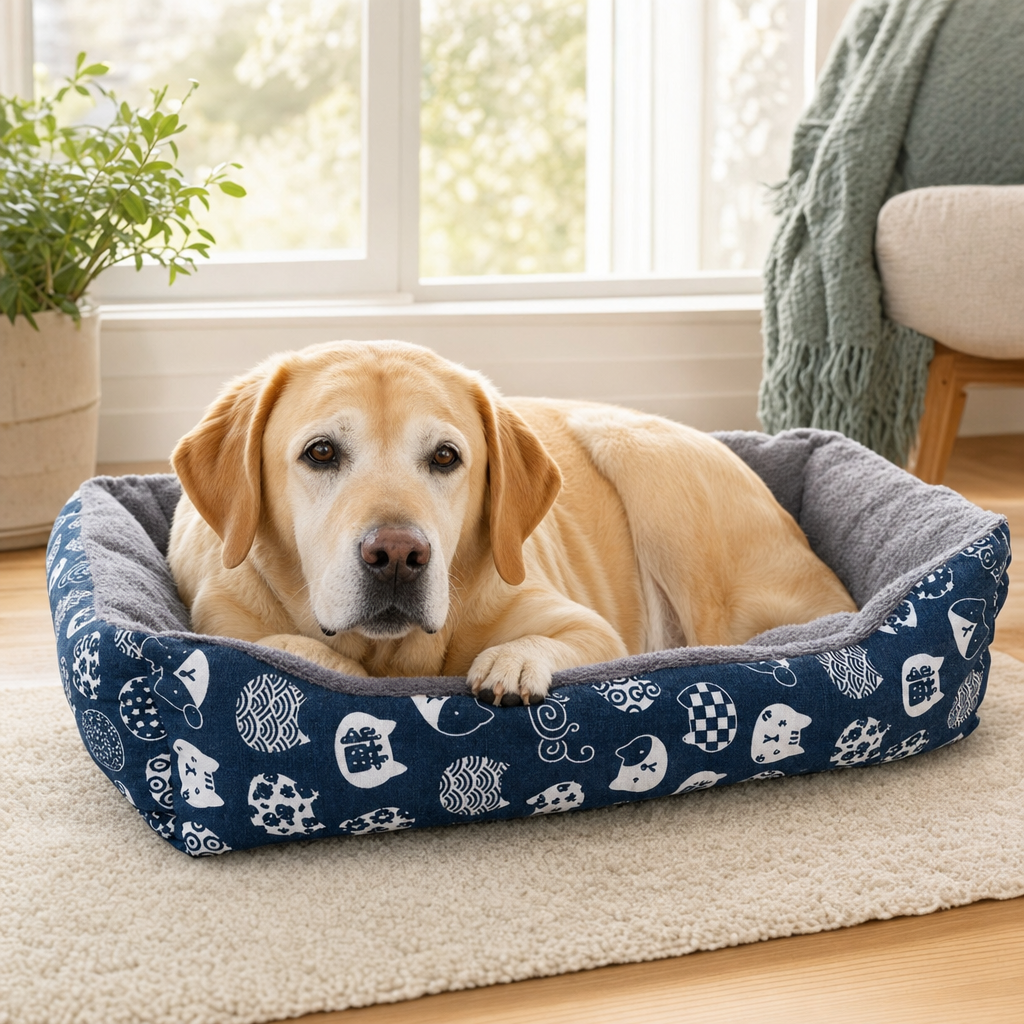 Cozy Winter Nest Bed with a dog lying in it